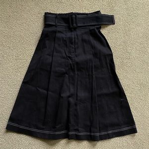 High waist contrast stitch denim skirt